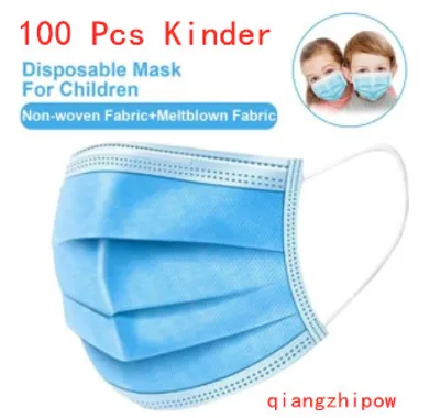 Produktbild von 100 Stk Kindermaske Einweg Mundschutz für Kinder 3-Lagiger Gesichtsmaske schmelzgeblasenem Tuch Schutzmask Blau