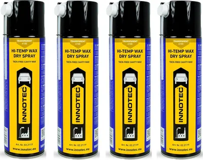 Produktbild von 4 Stück Innotec Hi-Temp Wax Spray Unterboden und Hohlraumschutz Fettspray Transparent - Next Level Konservierung für Automotive & Industrie