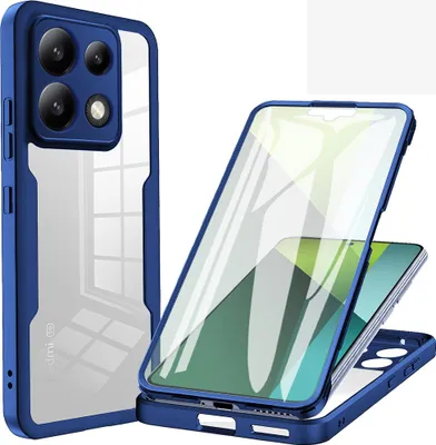 Image de Housse de protection pour Xiaomi Redmi Note 13 5G, Protection d'écran intégrée 360 degrés Housse de téléphone portable complète bleue