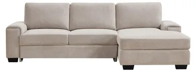 Produktbild von EMBAPO – Ecksofa mit Schlaffunktion aus strukturiertem Stoff in Beige