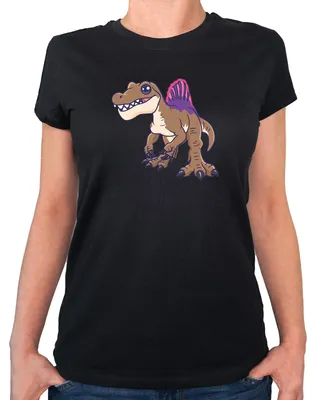 Produktbild von Huuraa Damen T-Shirt Spinosaurus Dinosaurier S Black Bio Baumwolle Fairtrade Damenshirt Geschenkidee