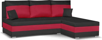 Produktbild von Ecksofa mit Schlaffunktion GUSTAV - Schwarz/Rot