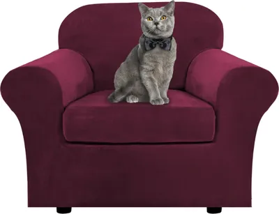 Obrázek produktu pro 2 kusy Stretch Velvet Chair Cover Slipcover Chair Cover s elastickým dnem Non-Slip tlusté omyvatelné Sofa Cover (1 sedadlo, červená)