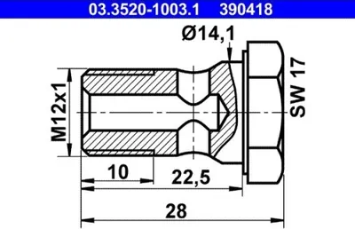 Produktbild von ATE Hohlschraube 03.3520-1003.1