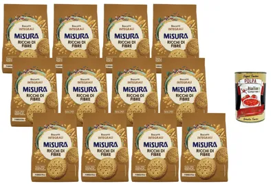 Produktbild von Italian Gourmet - Fibrextra, Vollkornkekse ballaststoffreich – 12 x 330 g, knusprige Frühstückskekse aus Vollkornmehl, ideal zu Kaffee & Tee, Snack für unterwegs, Großpackung + Italian Gourmet Polpa