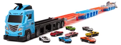 Obrázok produktu pre Nákladné auto s prívesom a pretekárskou dráhou 210 cm, 8 autíčok