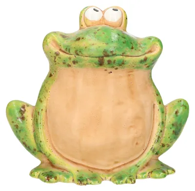 Produktbild von Gartenskulptur Frosch sitzend - Kunststein - H17 cm - grun