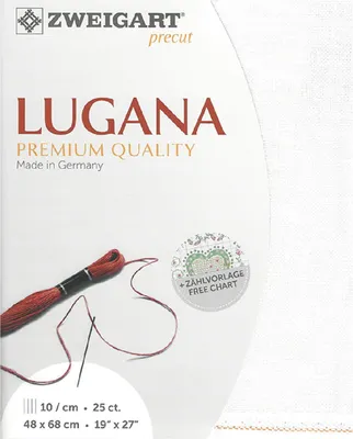 Zdjęcie produktu dla Tkanina do liczenia LUGANA Zweigart Precut 25 ct. 3835 Kolor 101 mlecznobiały, tkanina do haftu 48x68 cm