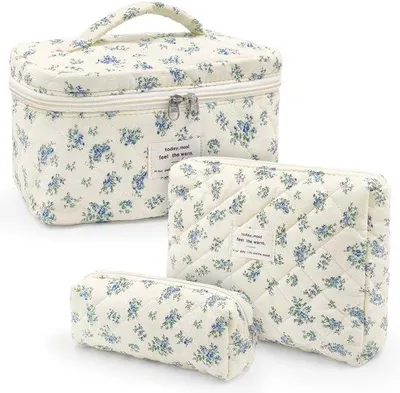 Produktbild von Kosmetiktaschen-Set, Blumenmuster, Damen, Reise, Alltag