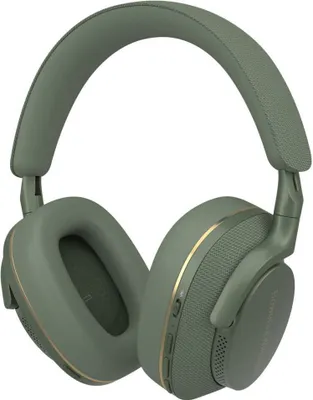 A studio shot of a pair of green headphones.