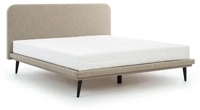 Produktbild von Edle Schlafzimmer Möbel Braunes Textil Bett Designer Holz 2x Nachttische