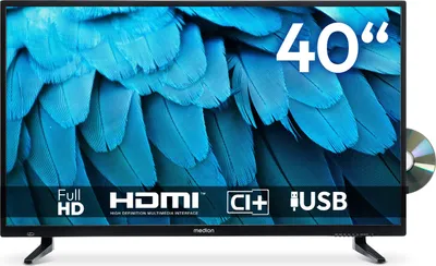 Produktbild von MEDION 100,3 cm (40 Zoll) Full HD Fernseher (integrierter DVD-Player, Triple Tuner Receiver DVB-T2 DVB-C DVB-S2, 2 x HDMI, USB, Sleeptimer, Mediaplayer, VESA, CI+, MD 840001)