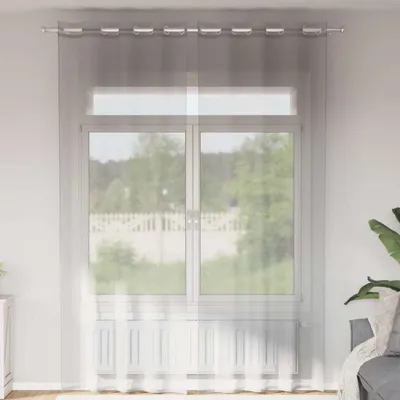 Produktbild von "im Angebot" Voile Vorhänge mit Ösen 2 Stk. Hellgrau 140x300 cm - Gardinen & Vorhänge CC18547