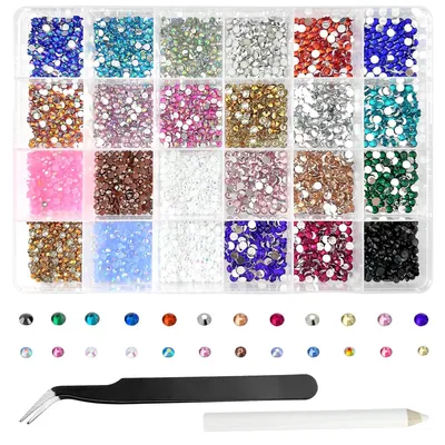 Strass-Set, 23 Farben, 3 & 4 mm, 4000 Stück, mit Werkzeug