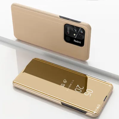 Image de Coque de protection pour téléphone Xiaomi Redmi 10C, étui avec compartiment pour cartes, couleur : or