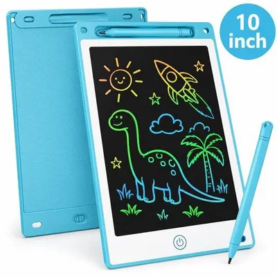 Productafbeelding van Tekentablet - Kinder Tekentablet 10 Inch – Blauw - LCD Schrijftablet met Kleurenscherm – Educatief Speelgoed voor Onderweg