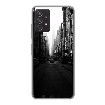 Produktbild von MuchoWow® Handyhülle Schutzhülle Hülle für Samsung Galaxy A53 5G Autofahrt durch eine ruhige Straße in New York in schwarz-weiß Silikon Softcase Handy Hülle - Schutzabdeckung