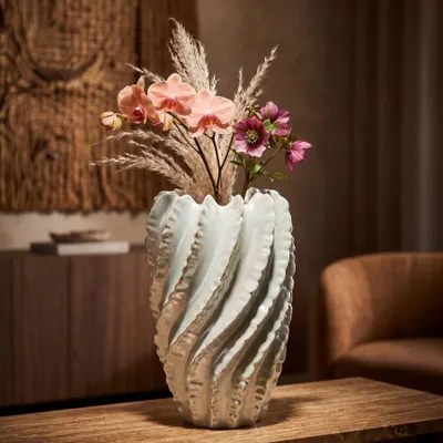 Immagine prodotto di Vaso in Vetroceramica strutturata, dimensioni 30x48 cm, finitura perla, design Mauro Ferretti