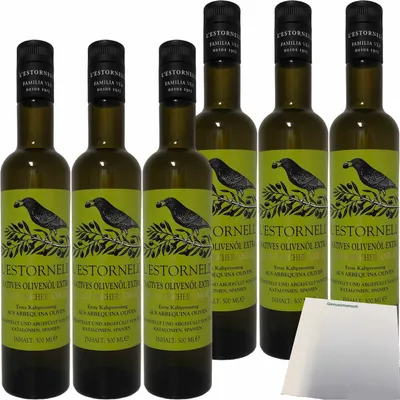 Produktbild von L’Estornell Natives Olivenöl Extra 6er Pack (6x500ml Flasche) + usy Block