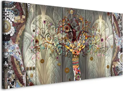 Produktbild von Vlies Leinwandbild - Tree of Life (5 Parts) Narrow 225x90 cm Abstrakt l-A-0032-b-m
