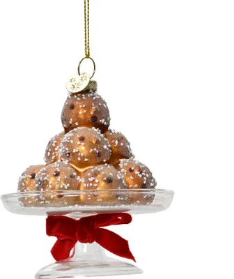 Produktbild von Christbaumschmuck Glas Pralinen auf Tortenständer 10cm braun rot