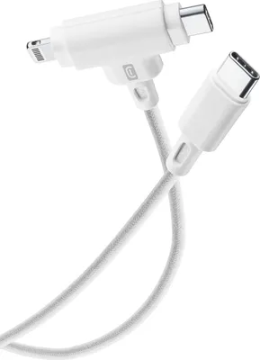 Produktbild von Cellularline Dual Cable, 1,5 m, Lightning, USB C, Stecker, Stecker, Weiß