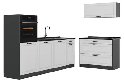 Obrázok produktu pre Kuchynský kút Vicco R-Line Biely vidiecky dom/antracitová 220 cm antrasiitti työtaso, Model 68118