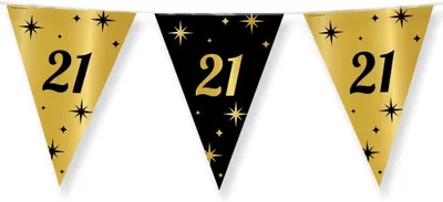 Image de Guirlande de fanions pour anniversaire, noire et dorée, longueur de 1000 cm, décoration pour fêtes