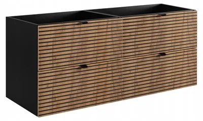 Zdjęcie produktu dla Szafka Łazienkowa Wisząca Pod Umywalkę 160X46 Cm Czarny Dąb + Czarny Blat