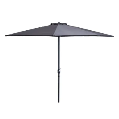 Produktbild von Outsunny Sonnenschirm Kurbelschirm Gartenschirm Schirm Marktschirm, Metall, halbrund, Grau+Schwarz