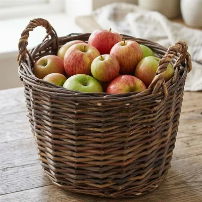 Image de Panier de remplissage "Rustikal" en osier, brun, petit, rond Ø 27x19 cm, panier en osier, panier à fruits, panier tressé, panier de rangement