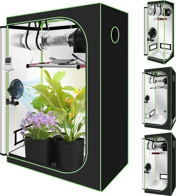 Image de Kit complet de culture Jayseuw,serre d'intérieur avec 240W LED spectre complet gradable, filtre carbone, ventilateur, tente de culture, tente de culture,100x100x200