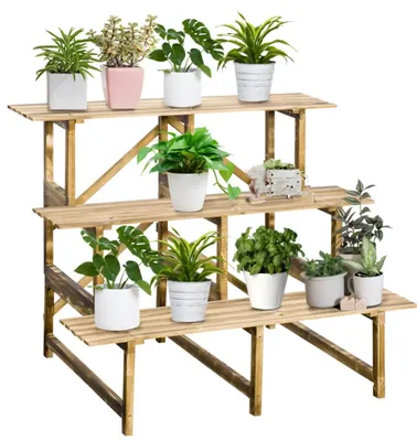 Produktbild von Pflanzentreppe, Blumentreppe, Blumenregal, Pflanzregal, Blumenständer, 3 Stufen,100 x 80 x 78cm