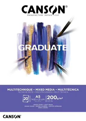 Immagine prodotto di CANSONC400110376 Blocco di studio CANSON GRADUATE MIXED MEDIA, bianco, DIN A5