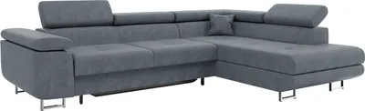 Produktbild von MEBLINI Schlafcouch mit Bettkasten - Ecksofa mit Schlaffunktion - Sofa mit Relaxfunktion und Kopfstützen - Couch L-Form - Eckcouch - Wohnlandschaft - CARL - 272x202x63cm Rechts - Grau Samt