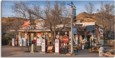 Produktbild von ARTland Leinwandbild Tankstelle an der Route 66 in Arizona Größe: 100x50 cm