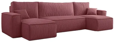Produktbild von Selsey SCARLO U - U-Form-Sofa mit Schlaffunktion, Cordbezug in Dunkelrosa