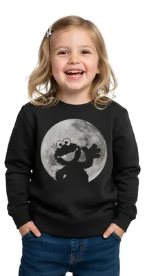 Produktbild von Spreadshirt Sesamstraße Elmo Im Vollmond Kinder Premium Pullover, 122/128 (6 Jahre), Schwarz