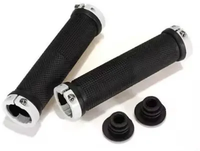 Produktbild von CHPN – Fahrradgriffe – Feststellgriffe – Universal – Extra Grip – Schwarz/Weiß – Aluminium/Kunststoff – 13 cm lang – Innengröße 22 mm – Griff für Ihr Fahrrad