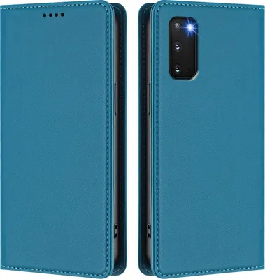 Produktbild von Handyhülle für Samsung Galaxy S20 5G, Kunstleder Klapphülle Stoßfeste Magnetische Hülle mit Ständer Blau