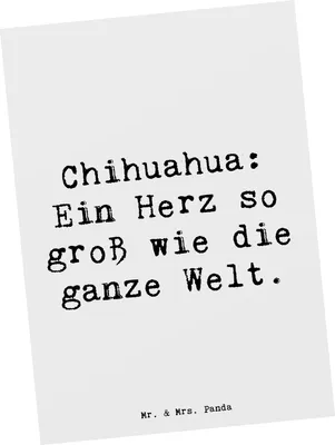 Produktbild von Mr. & Mrs. Panda Grußkarte Spruch Chihuahua Herz - Weiß - Geschenk, bildkarte, Ansichtskarte, Hunderassen Eigenschaften, Postkarten, Ansichtskarten, Vielfalt, Postkarte