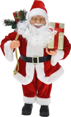 Productafbeelding van Kerstdecoratie: Staande kerstman, deluxe uitvoering, 60 cm, rood