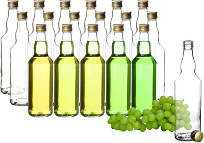 Image de Bouteilles 18 x bouteilles en verre de 500 ml avec bouchon à vis en or – Bouteilles pour le remplissage de jus, de liqueurs, de lait et d'huile – Bouteilles pour lait, bouteilles pour jus
