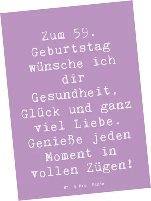 Produktbild von Mr. & Mrs. Panda Postkarte Spruch 59. Geburtstag - Lavendeltraum - Geschenk, Geburtstagsgruß, Grußkarte, Alter, herzliche Wünsche, Feiern, Fotokarte, Ansichtskarten
