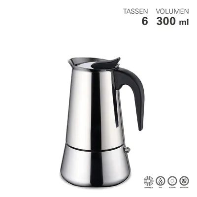Produktbild von Weis Espressokocher 6 Tassen Edelstahl, Mokka-Kanne, Edelstahl, Edelstahl, 6 Tassen