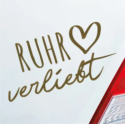 Produktbild von Auto Aufkleber Ruhr verliebt Herz Fluss River Wasser Water Liebe Car 19x10 cm Gold Sticker Heckscheibenaufkleber