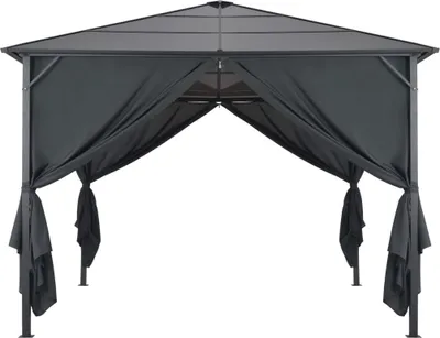 Image de vidaXL Pavillon de jardin avec rideau aluminium 3×3 m noir