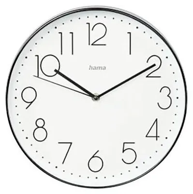 Produktbild von Hama Korsika, Wand, Quarzuhr, Rund, Schwarz, Weiß, Kunststoff, Glas