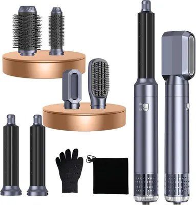 Zdjęcie produktu dla Suszarka do włosów 6-w-1 - Szczotka susząca - Stylizacja włosów - Automatyczna lokówka - 32 mm - Niebieska
