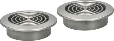 Two round ventilation grilles shown from a slightly elevated diagonal angle against a white background.